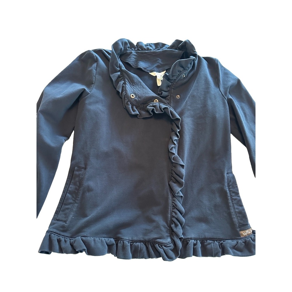 Matilda Jane Women's Black Soft High Neck Knit Snap Front Ruffle Jacket Size S